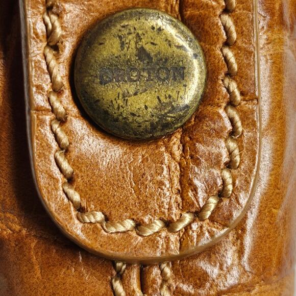 OROTON VINTAGE BROWN LEATHER AND SUEDE SHOULDER PURSE CROC PATTERN - Picture 8 of 16